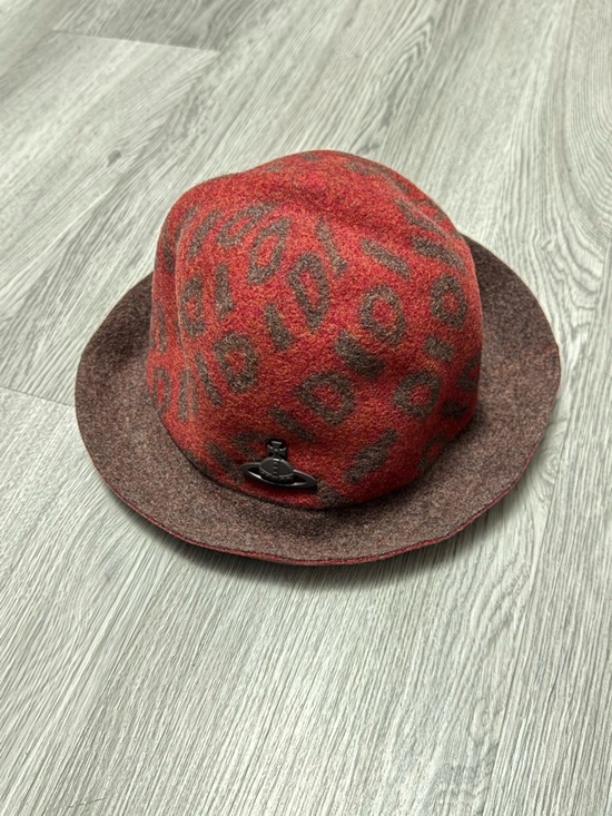 Vivienne Westwood Accessories - Vivienne Westwood Red and Brown Wool Fedora Hat
